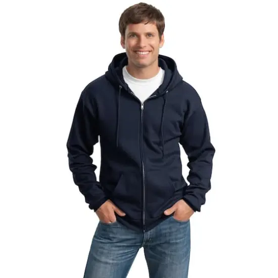 Port & Company® Tall Essential Fleece Full-Zip Hooded Sweatshirt Navy {3}