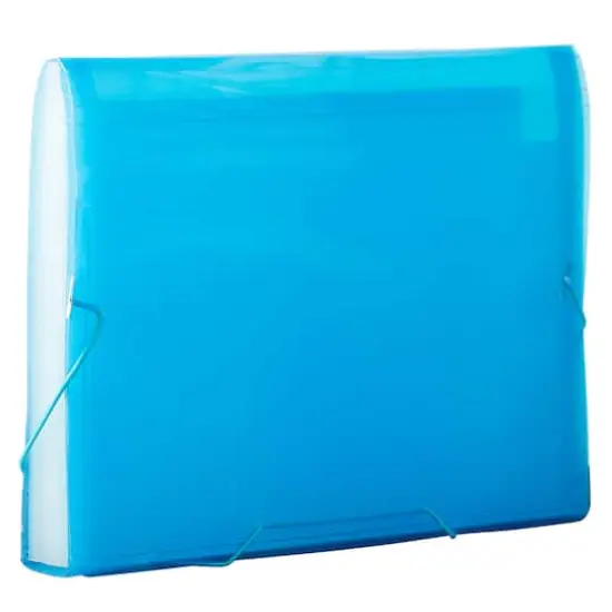 JAM Paper 9" x 13" Plastic Accordion Folder Blue Grid {5}