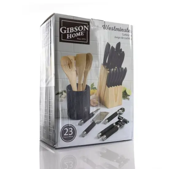 Gibson Home&reg; Westminster 23-Piece Black Carbon Stainless Steel Cutlery Set with Kitchen Tools {5}