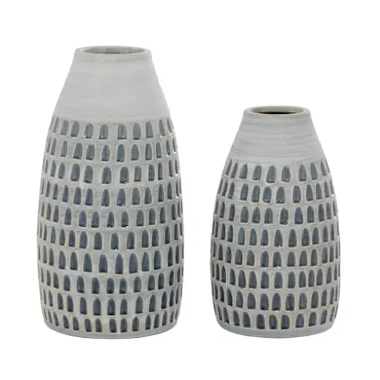 Gray Ceramic Contemporary Vase Set {3}