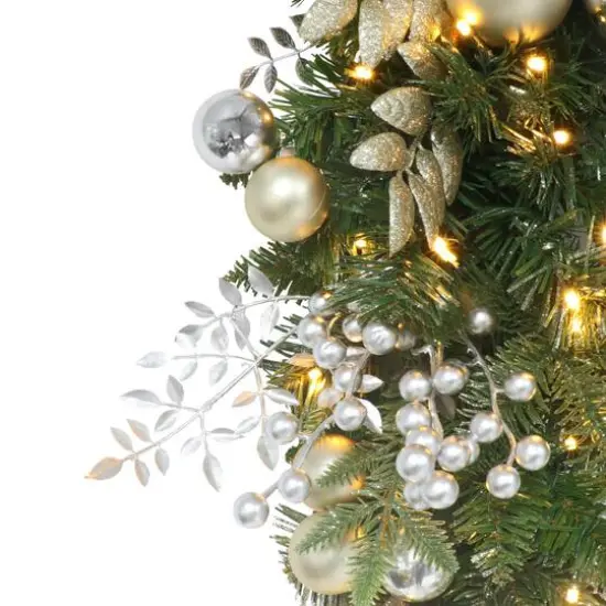 6ft. Battery-Operated Pre-Lit Gold Decorated Artificial Garland {5}