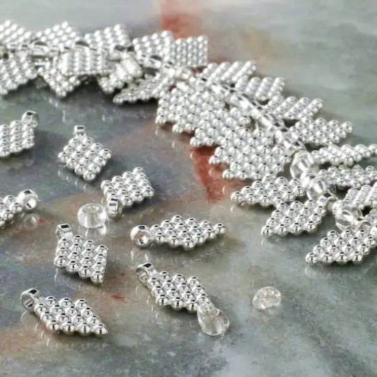 Metal Diamond Shaped Beads, 14mm by Bead Landing&trade; Rhodium {3}