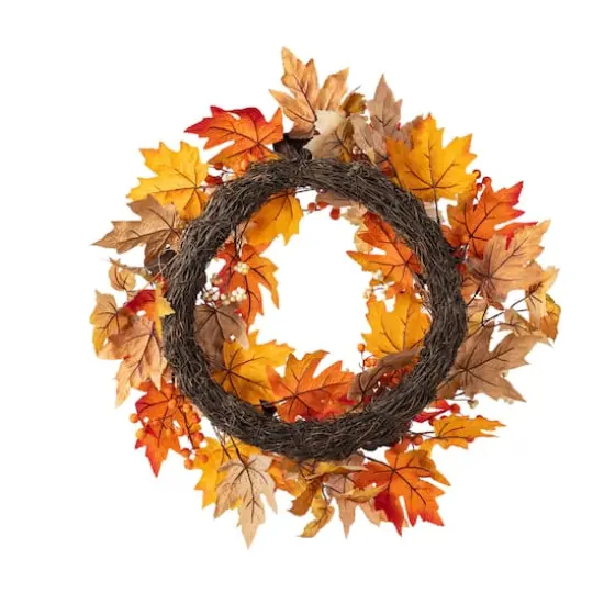 Glitzhome&reg; 24" Fall Dahlia, Lotus Pod and Berry Wreath {8}