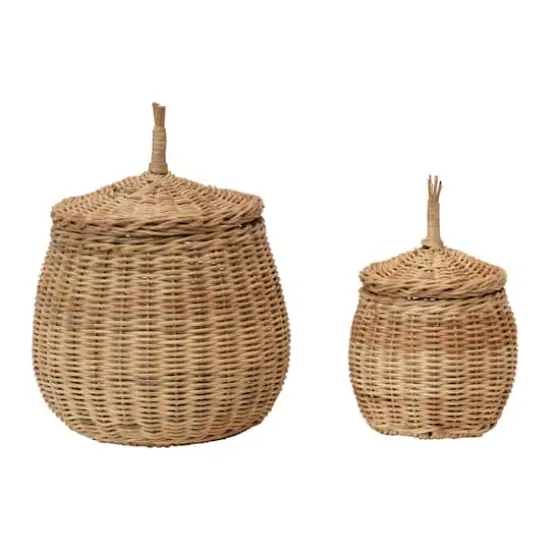 Hello Honey&reg; Hand-Woven Wicker Baskets with Lids Set {6}