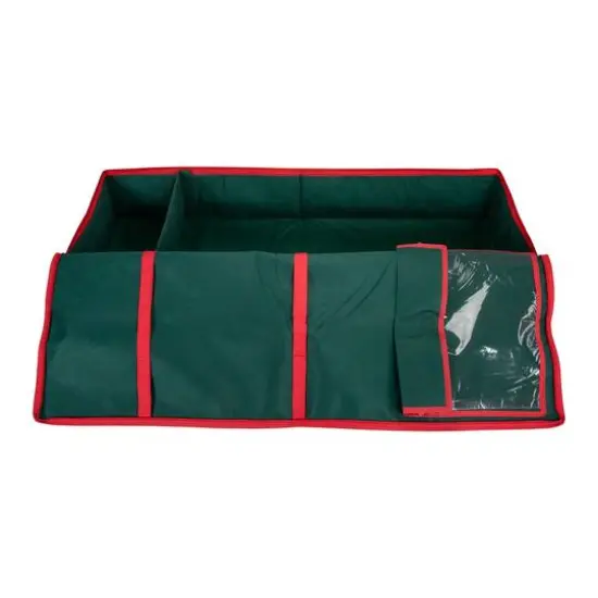 24" Red And Green Christmas Decoration Storage Bag With Clear Lid {7}