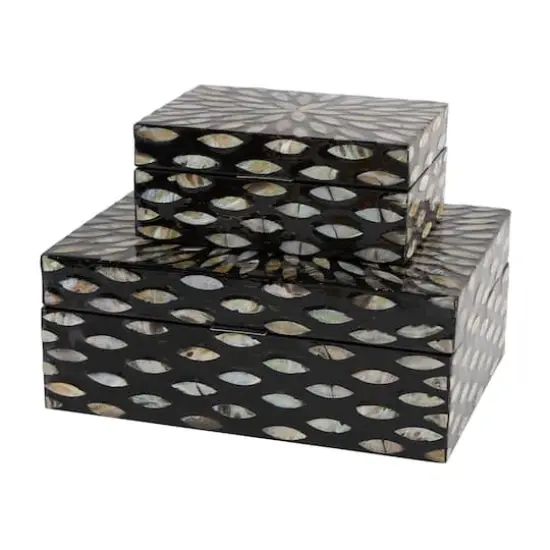 Black Mother of Pearl Geometric Box Set {1}