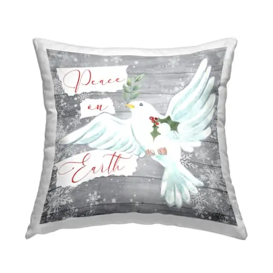 Stupell Industries Peace On Earth Winter Dove Throw Pillow {1}