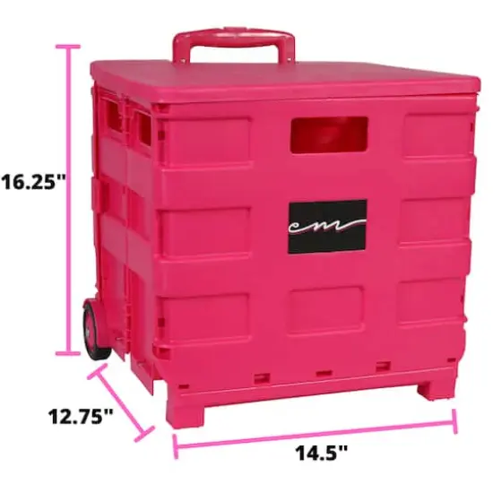Everything Mary Collapsible Rolling Cart with Lid Pink {11}
