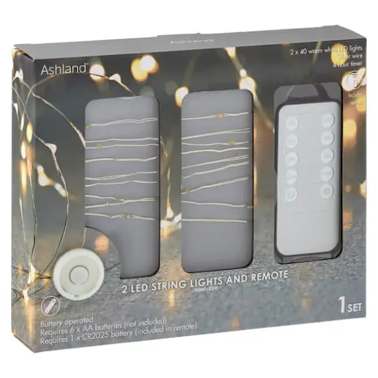 40ct. Warm White LED String Lights with Silver Wire by Ashland&reg;, 2ct. {5}