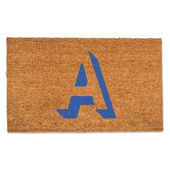 Blue Shadow Monogram Natural Coir Doormat A {1}