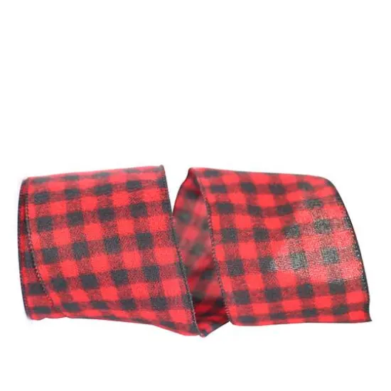 Reliant 4" x 10yd. Red Buffalo Plaid Wired Ribbon {1}