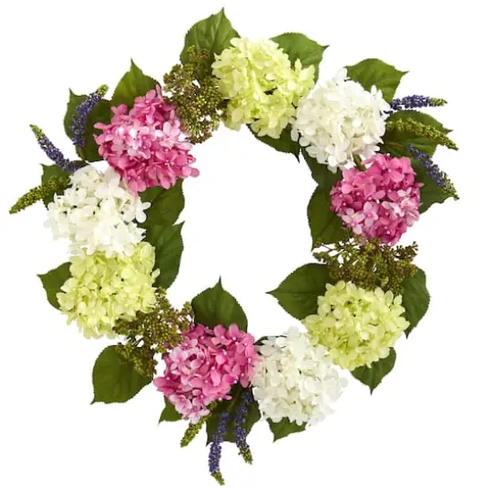 23" Pink & White Hydrangea Wreath {1}