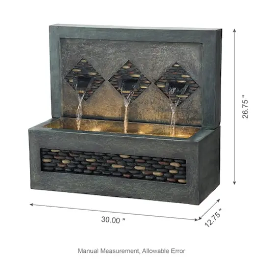 Glitzhome&reg; 2.5ft. Faux Concrete and Pebbles Outdoor LED Fountain {9}