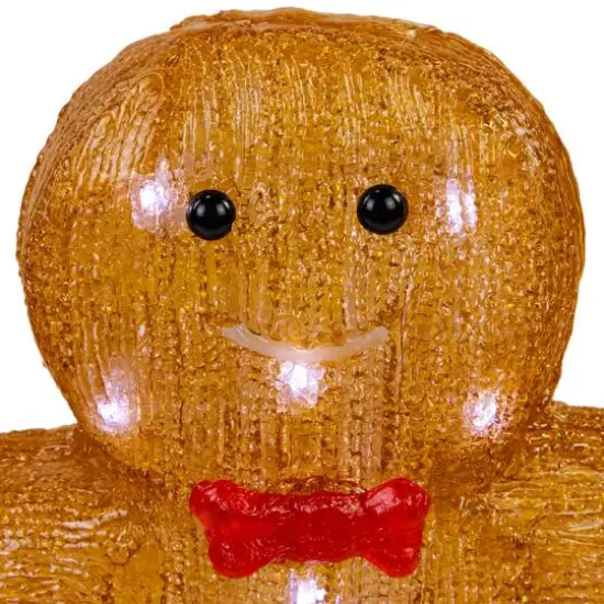 16" LED Lighted Acrylic Gingerbread Man with Bow Tie Christmas Decoration {6}