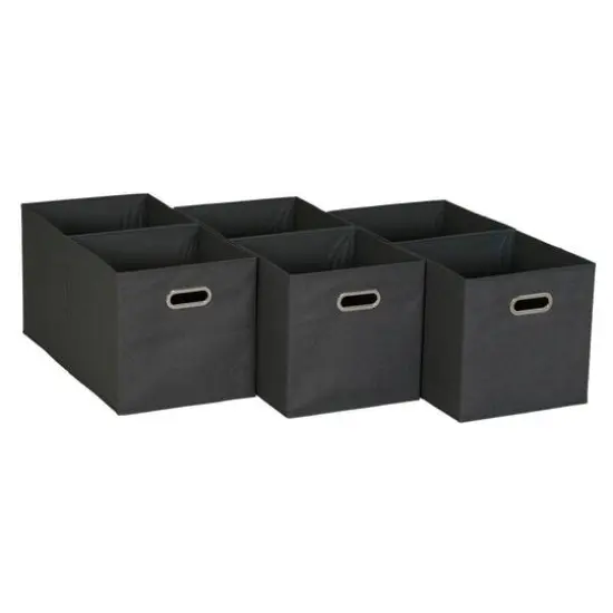 6 Pack Household Essentials 11" Fabric Storage Bins Coblestone {1}
