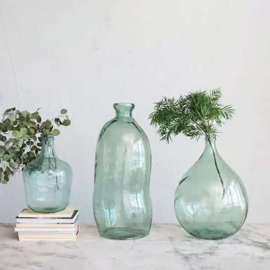 Hello Honey&reg; 16.5" Clear Embossed Reclaimed Glass Olive Oil Bottle {5}