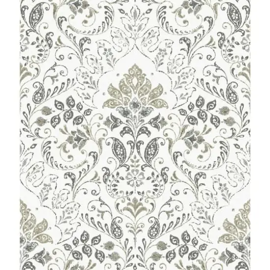 RoomMates Persian Damask Peel & Stick Wallpaper Gray and Beige {1}