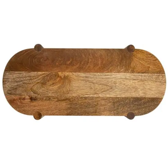 Hello Honey&reg; 19.5" Long Natural Mango Wood Footed Pedestal {7}