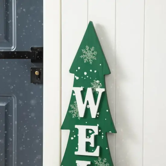 Glitzhome® 3.5ft. Wooden Welcome Christmas Tree Porch Sign {6}