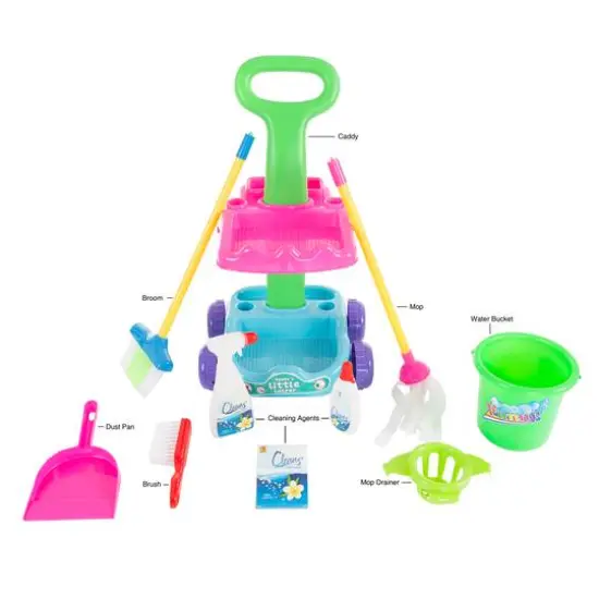 Toy Time Play Housekeeping & Janitor Cart Toy Cleaning Set {3}
