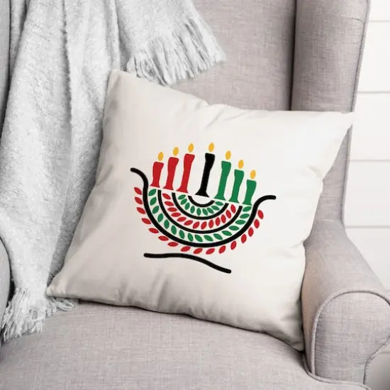 Kinara & Pattern Kwanzaa Throw Pillow {4}