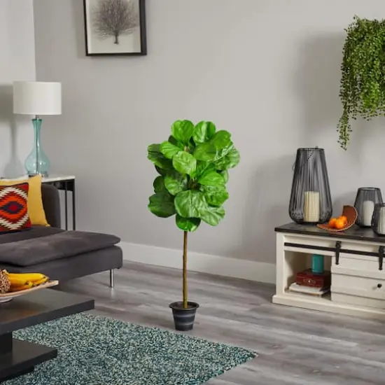 4ft. Fiddle Leaf Tree with Decorative Planter {4}