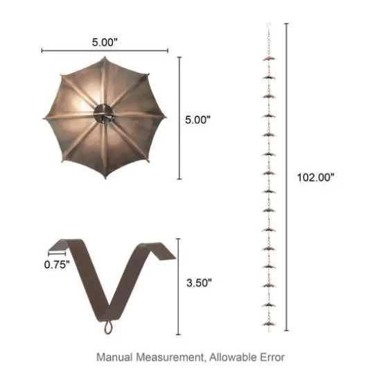 Glitzhome&reg; 8.5ft Faux Copper Umbrella Shaped Rain Chain {9}