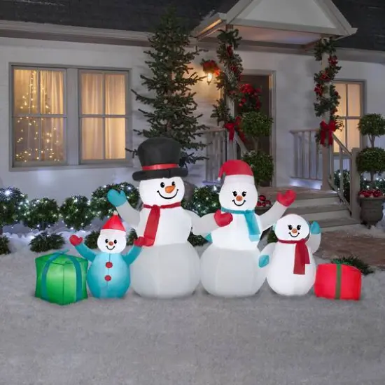 9ft. Airblown&reg; Inflatable Christmas Snowman Family Scene with Gifts {3}