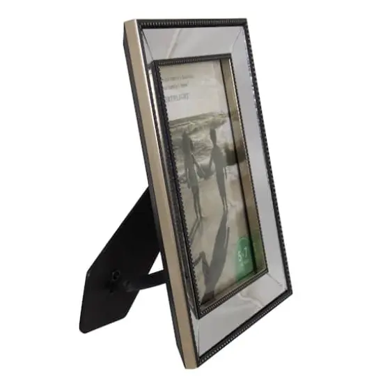 Silver Studded Glass Mirror Encased Photo Picture Frame, 5" x 7" {5}