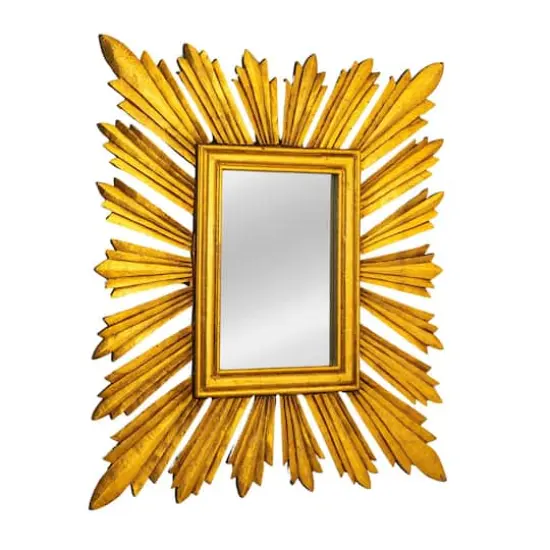 Hello Honey&reg; 35.25" Gold Sunburst Rectangular Wall Mirror {1}