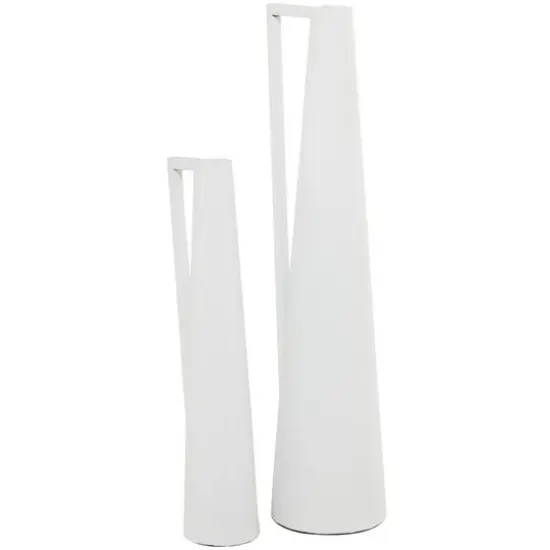 CosmoLiving by Cosmopolitan White Metal Slim Vase with Handles Set of 2 22", 17" {1}