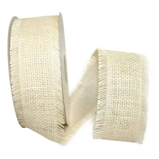 JAM Paper 2.5" x 25yd. Burlap Ribbon Ivory {1}