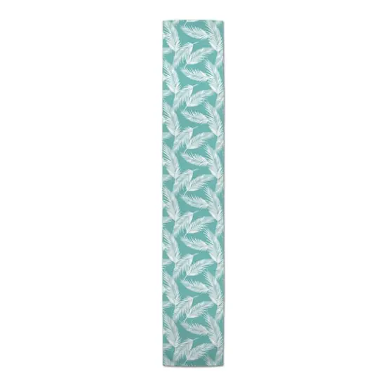 Teal Nature Palm 16" x 90" Outdoor Table Runner {1}