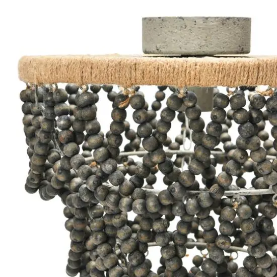 Hello Honey® Dark Gray Wood Bead & Metal Semi-Flush Light {7}