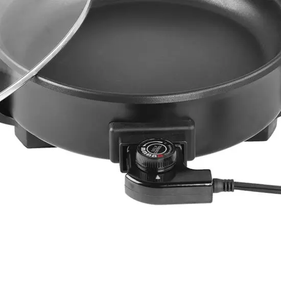 Brentwood 12" Round Black Nonstick Electric Skillet with Vented Glass Lid {5}