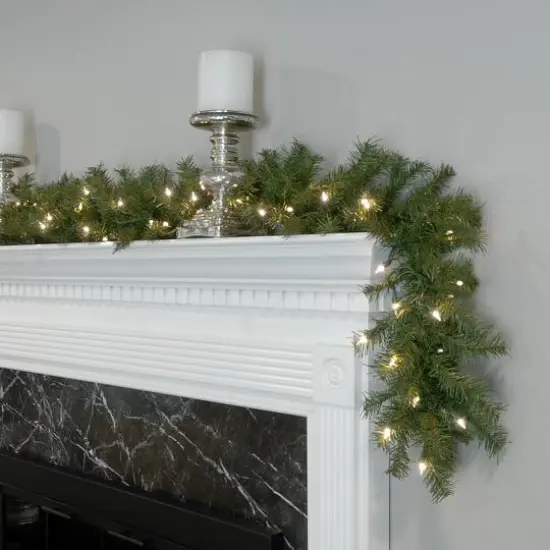 9' x 10" Pre-lit Norwood Fir Artificial Christmas Garland with 50 Concave Soft White LED Lights {3}