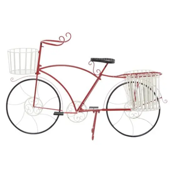 52" Red Metal Farmhouse Bicycle Planter {1}