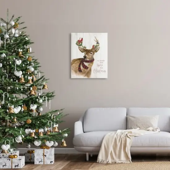 Stupell Industries All Roads Lead Home Christmas Deer Canvas Wall Art {3}