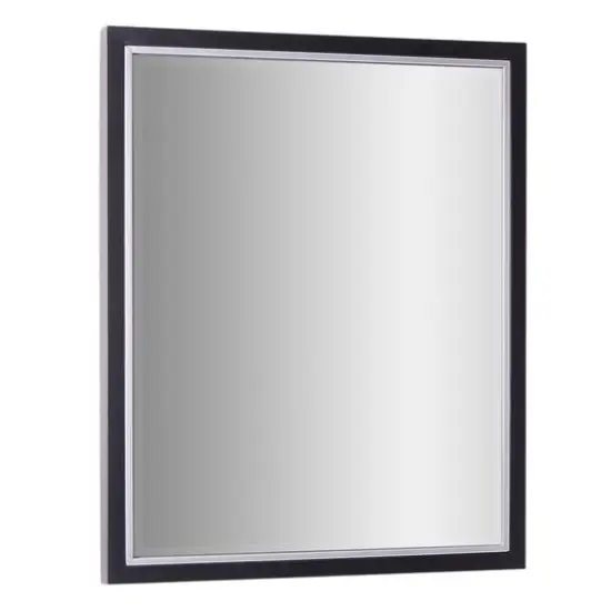 Head West Metal Framed Beveled Edge Rectangular Vanity Wall Mirror Brushed Black and Chrome {8}