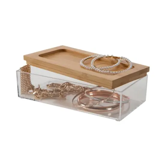 Simplify Bamboo Lid Square Clear Organizer Multi {5}