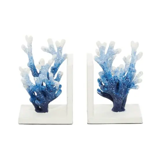 7" Coral Metal Bookend Set Blue {4}