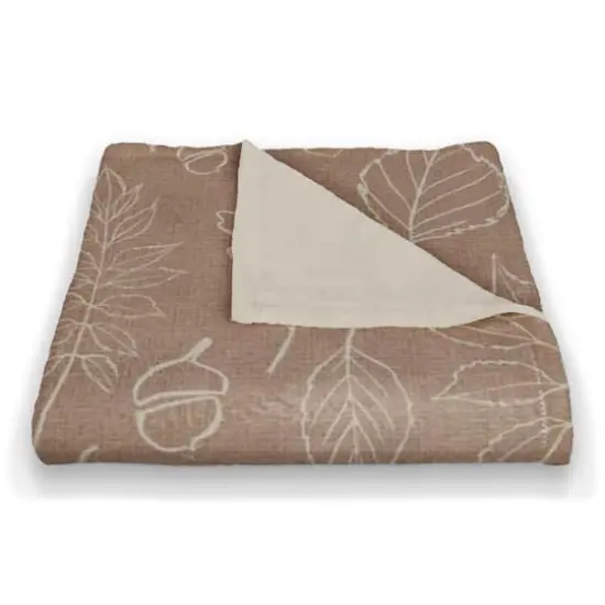 Dusty Rose Fall Leaf Patterned Coral Fleece Blanket {3}