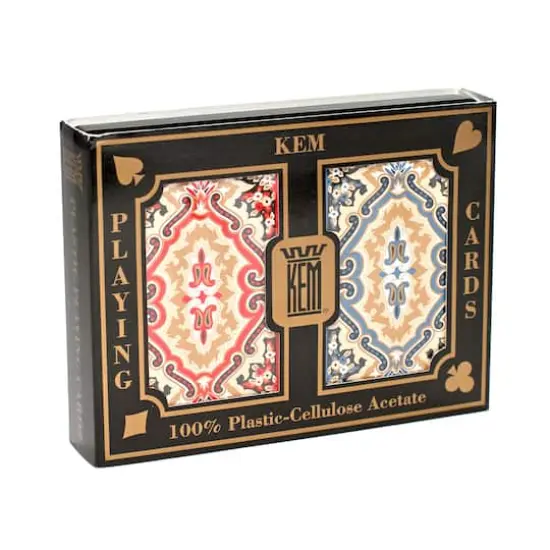 KEM Narrow Jumbo Paisley Red & Blue Playing Cards {1}