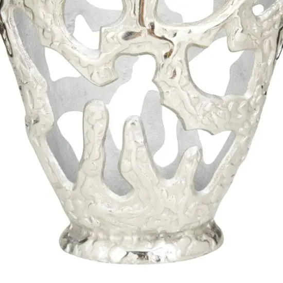 20" Contemporary Aluminum Vase Silver {6}