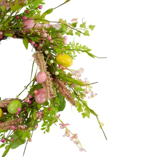 20" Pink & Green Easter Egg With Berry Floral Springtime Wreath {4}