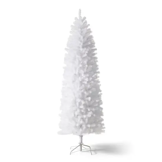 7.5ft. Unlit White Pencil Tinsel Artificial Christmas Tree {1}