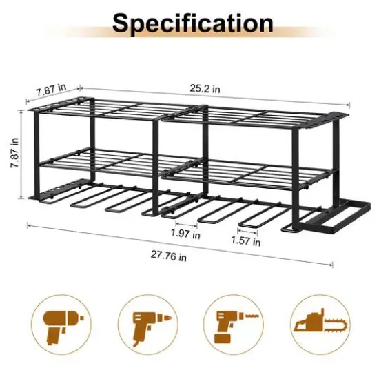 NEX&trade; 27" Black Wire Power Tool Wall Organizer {3}