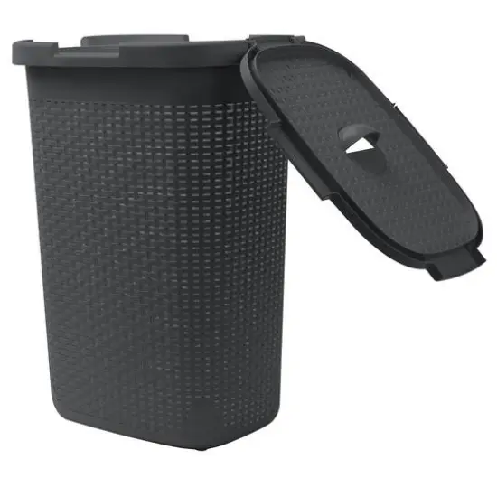 Mind Reader 60L Hamper Laundry Basket with Cutout Handles Gray {7}