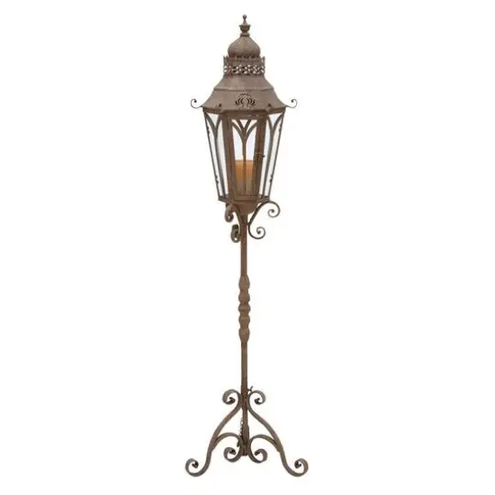 4.5ft. Brown Iron Rustic Candle Holder Lantern {1}