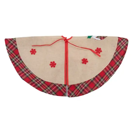 48" Christmas Puddings Burlap Plaid Tree Skirt {6}